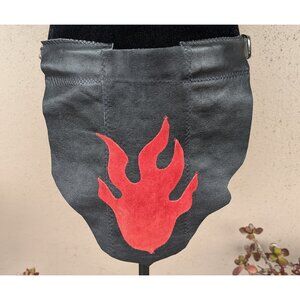 💜Leather Utility Kilt with Red Flame Appliqué